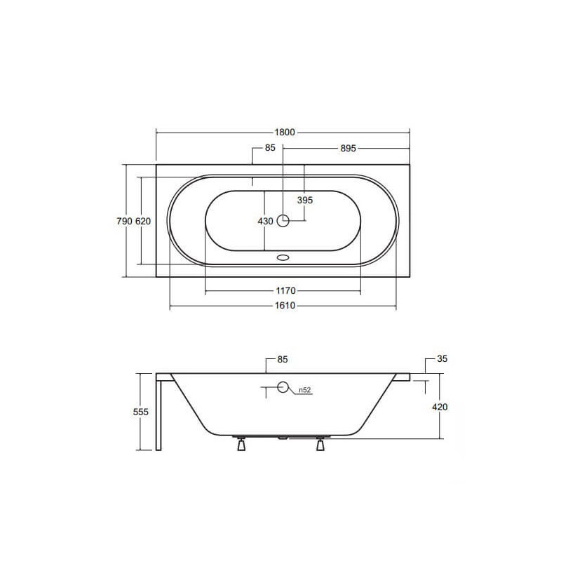 Wanna Do Zabudowy Vitae 180x80 Besco Wanna Do Zabudowy Vitae 180x80 Besco