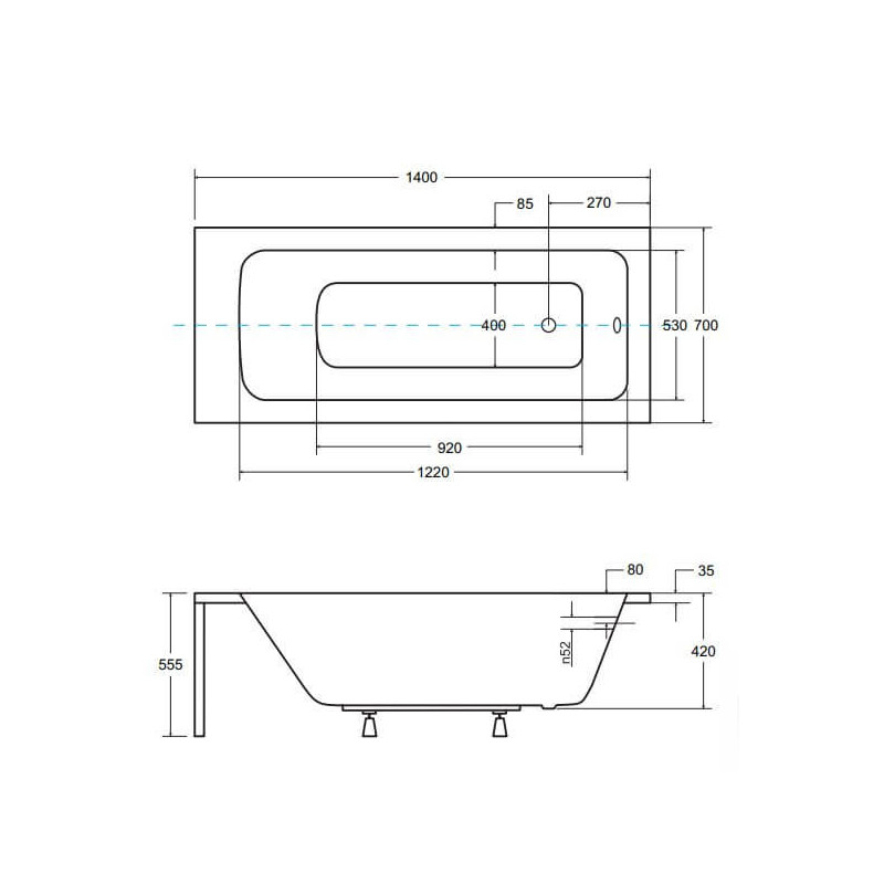 Wanna Do Zabudowy Talia 140x70 Besco Wanna Do Zabudowy Talia 140x70 Besco