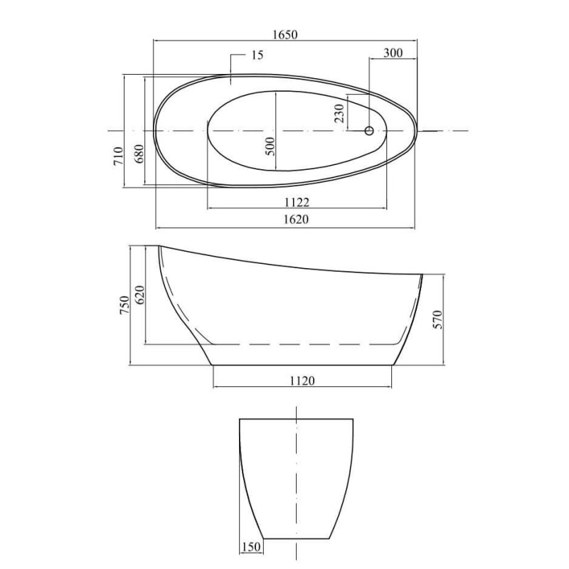 Wanna Wolnostojąca Keya B&W 165x70 Besco Wanna Wolnostojąca Keya B&W 165x70 Besco