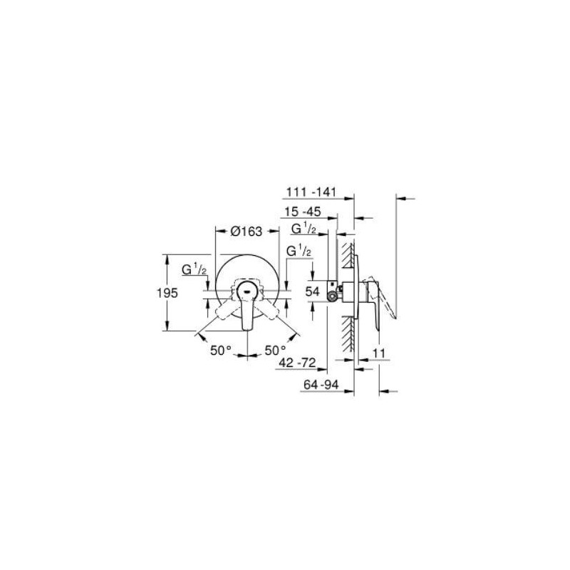 Jednouchwytowa Bateria Prysznicowa Start FastFixation 32590002 Grohe Jednouchwytowa Bateria Prysznicowa Start FastFixation 32590002 Grohe
