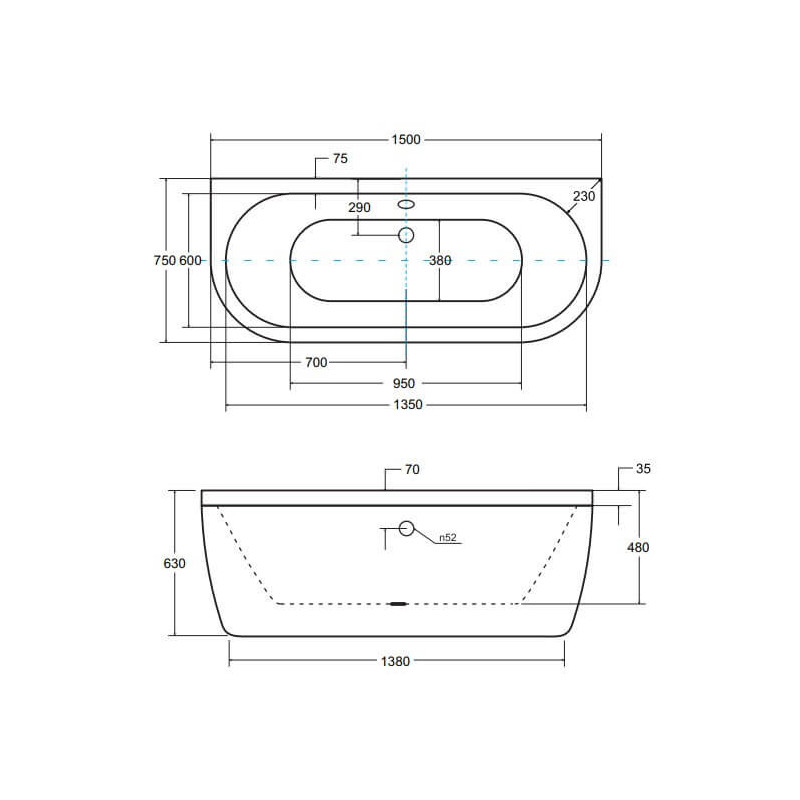Wanna Wolnostojąca Volya 150x75 Besco Wanna Wolnostojąca Volya 150x75 Besco
