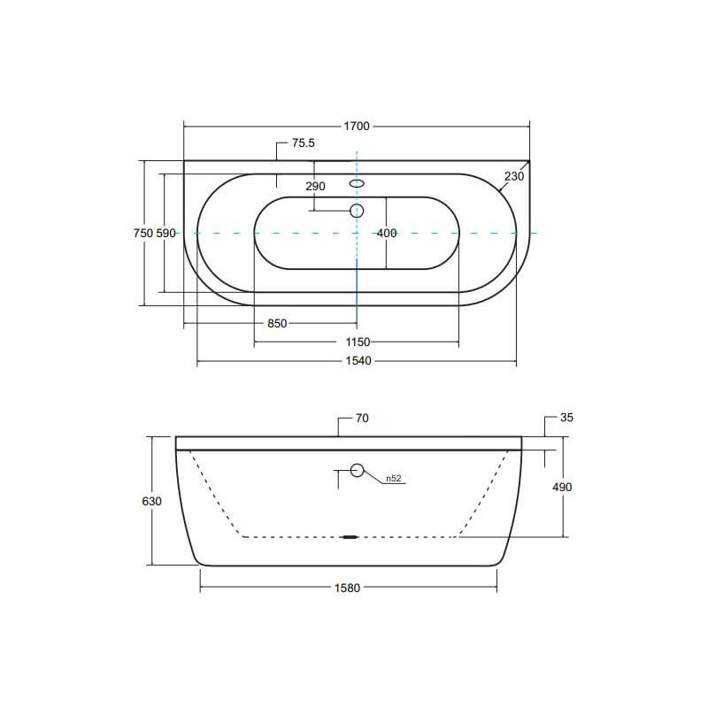 Wanna Wolnostojąca Volya 170x75 Besco Wanna Wolnostojąca Volya 170x75 Besco