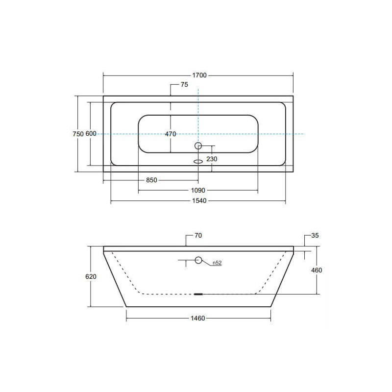 Wanna Wolnostojąca Vera 170x75 Besco Wanna Wolnostojąca Vera 170x75 Besco