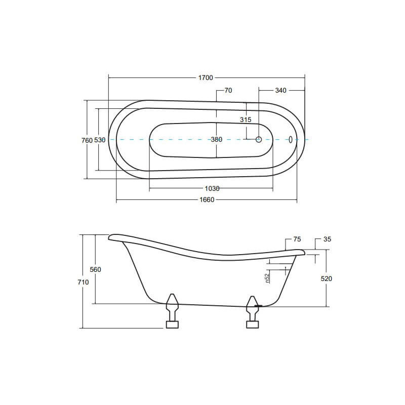 Wanna Wolnostojąca Otylia Łapy Białe 170x77 Besco Wanna Wolnostojąca Otylia Łapy Białe 170x77 Besco