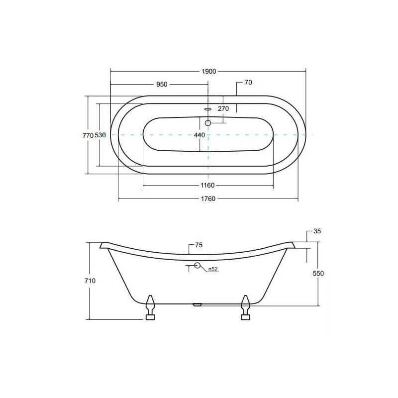 Wanna Wolnostojąca Amelia Łapy Białe 190x77 Besco Wanna Wolnostojąca Amelia Łapy Białe 190x77 Besco