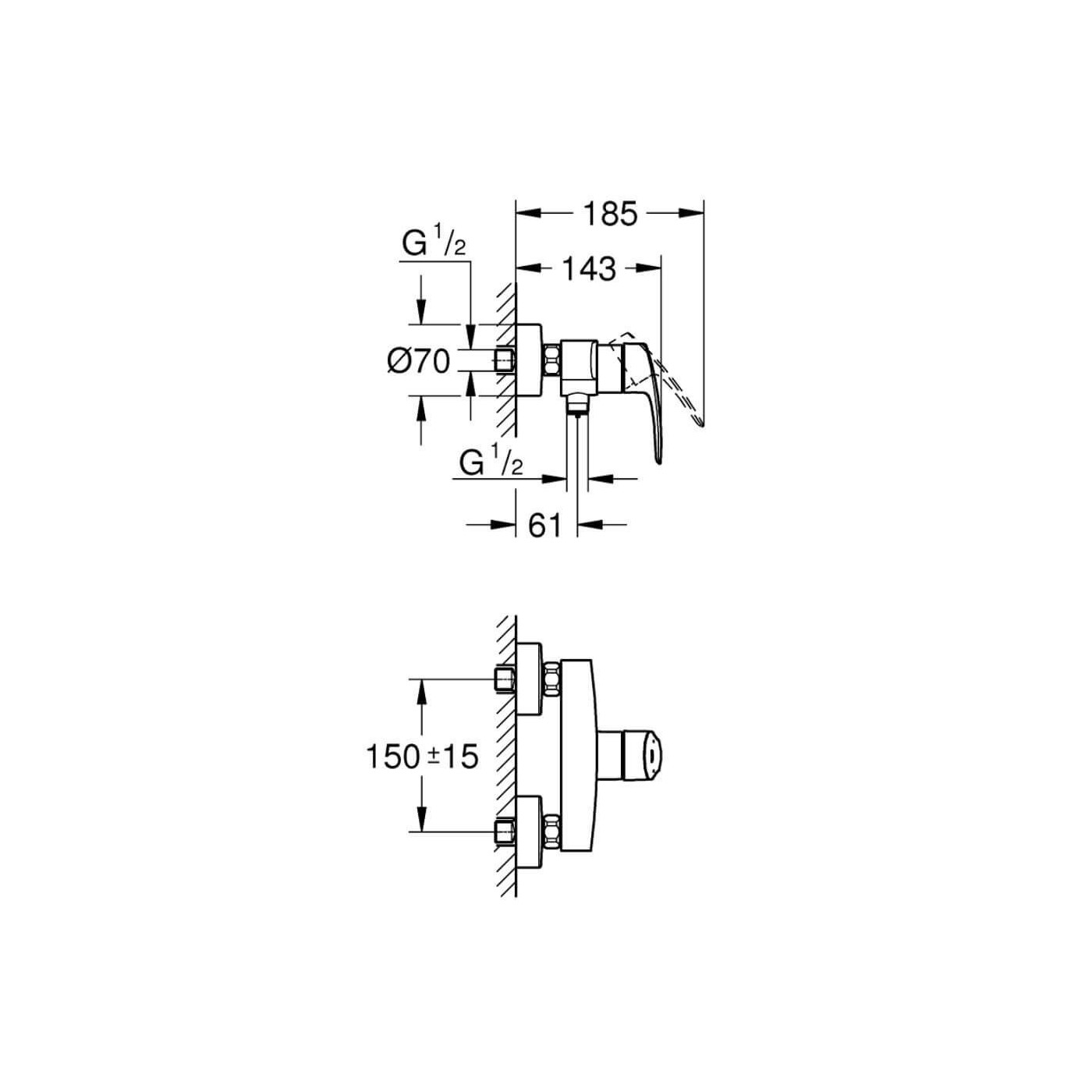 Bateria Prysznicowa Eurosmart 33555003 Grohe Bateria Prysznicowa Eurosmart 33555003 Grohe
