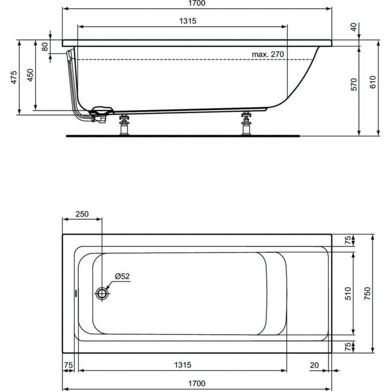 Wanna Do Zabudowy Connect Air E1064 Biała 170x75 Ideal Standard Wanna Do Zabudowy Connect Air E1064 Biała 170x75 Ideal Standard
