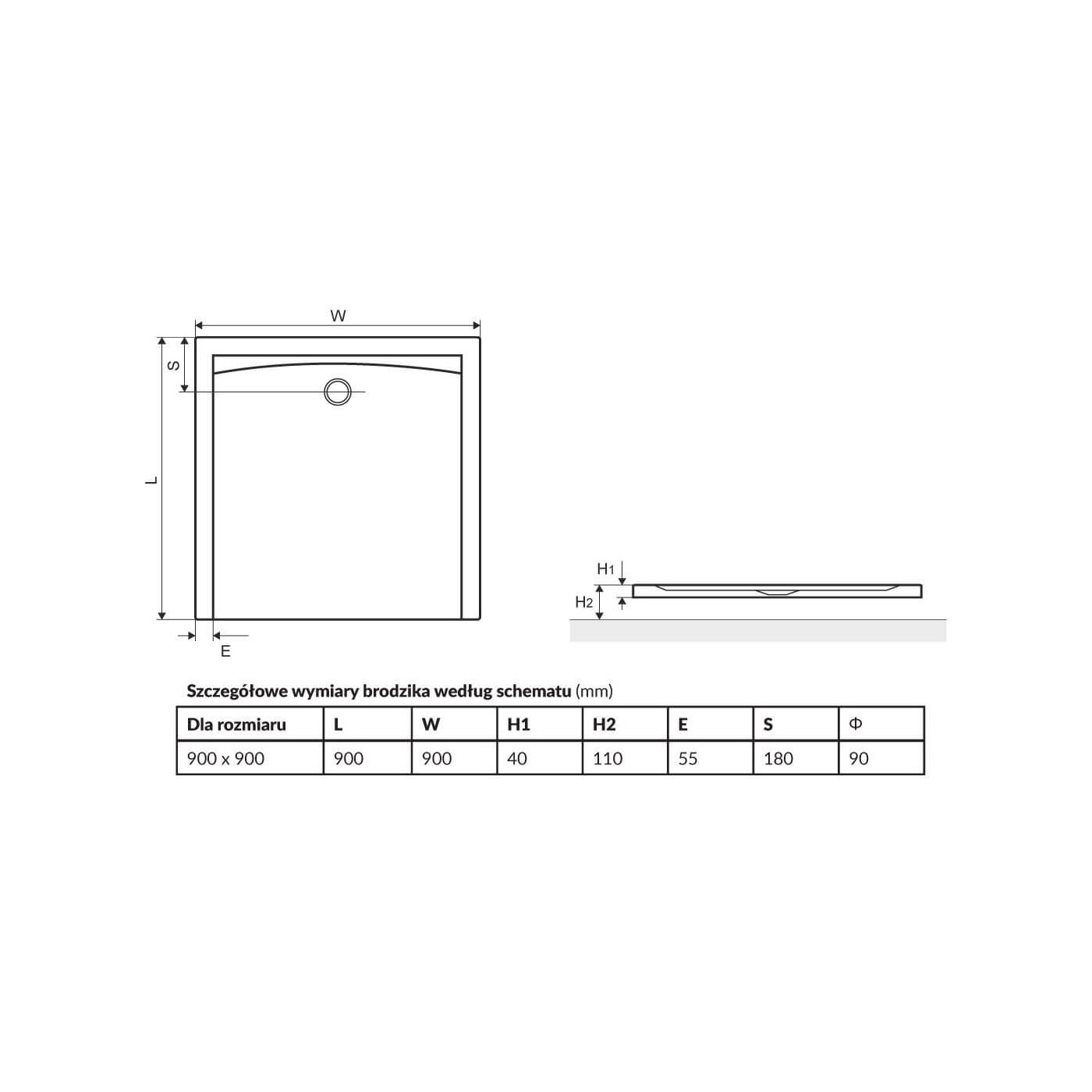 Brodzik Kwadratowy Forma Biały Niski BREX.FOR09WHN 90x90 Excellent Brodzik Kwadratowy Forma Biały Niski BREX.FOR09WHN 90x90 Excellent