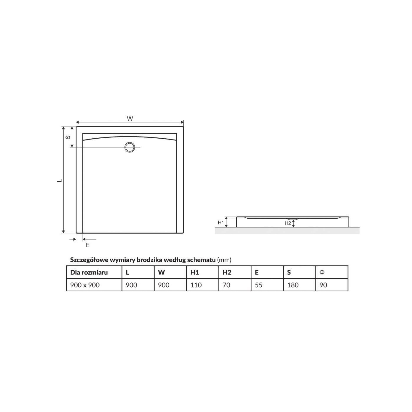 Brodzik Kwadratowy Forma Biały Wysoki BREX.FOR09WHC 90x90 Excellent Brodzik Kwadratowy Forma Biały Wysoki BREX.FOR09WHC 90x90 Excellent