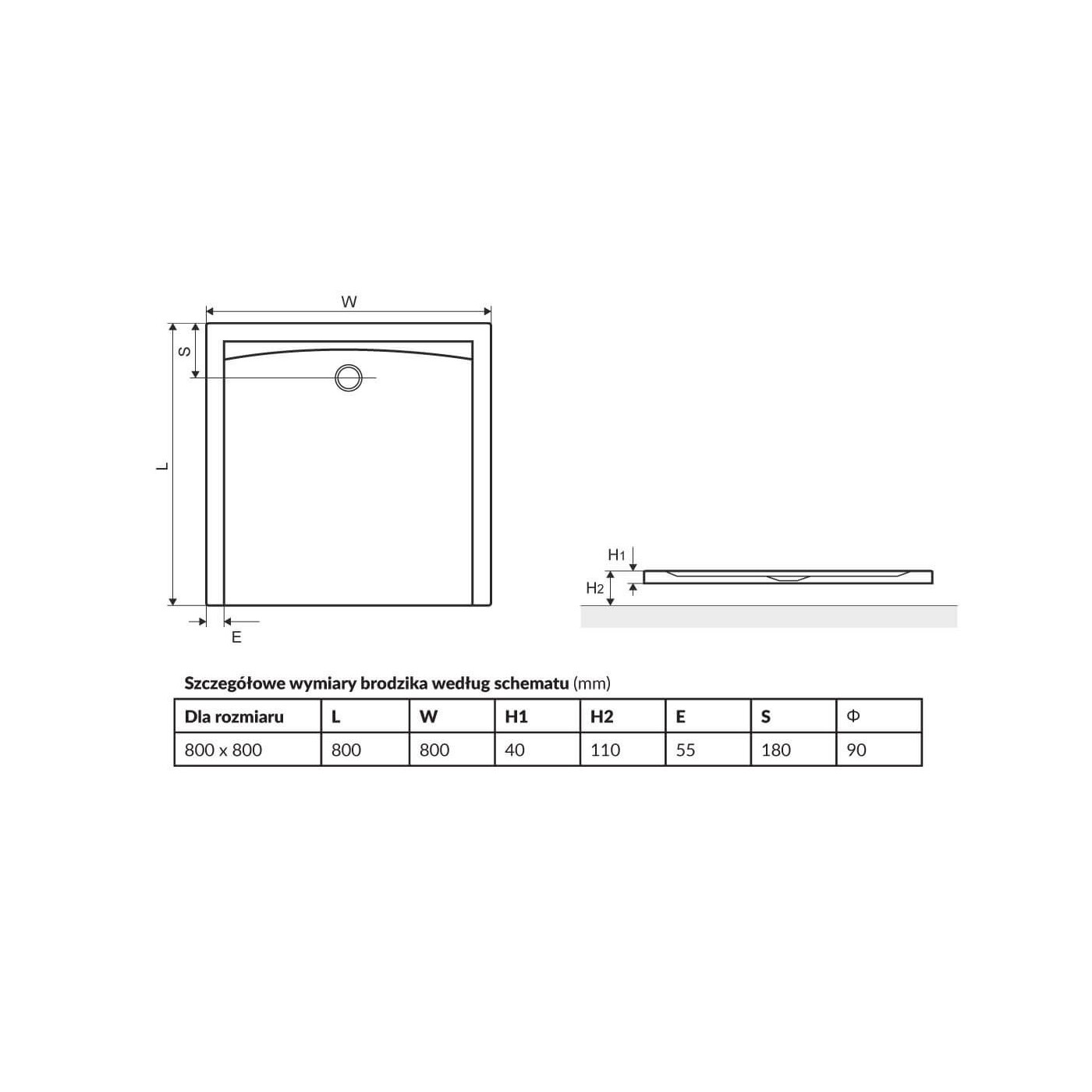 Brodzik Kwadratowy Forma Biały Niski BREX.FOR08WHN 80x80 Excellent Brodzik Kwadratowy Forma Biały Niski BREX.FOR08WHN 80x80 Excellent