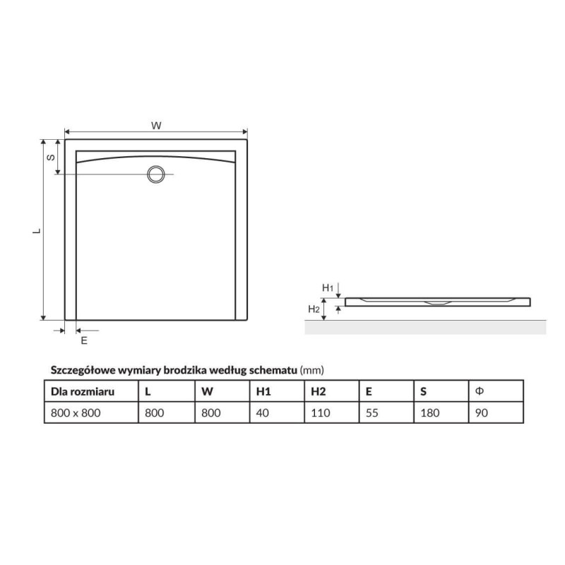 Brodzik Kwadratowy Forma Biały Niski BREX.FOR08WHN 80x80 Excellent Brodzik Kwadratowy Forma Biały Niski BREX.FOR08WHN 80x80 Excellent