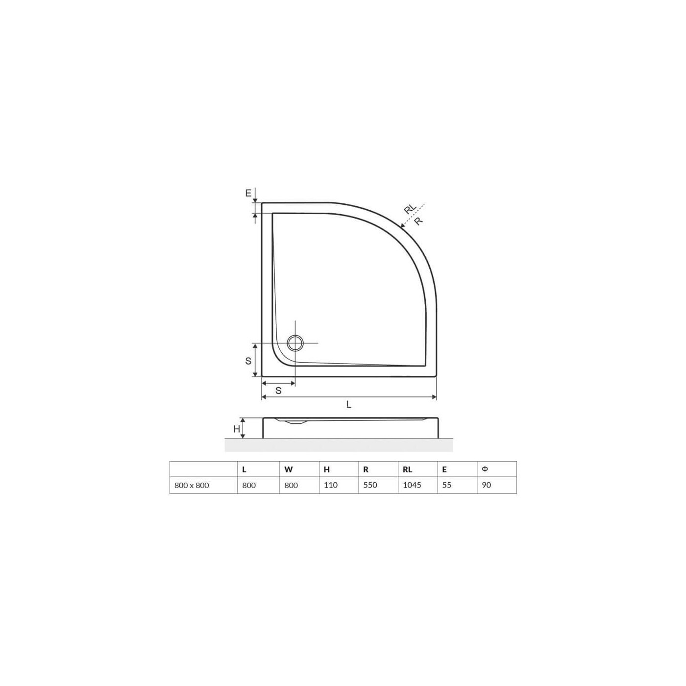 Brodzik Półokrągły Sense Biały Wysoki BREX.SEN08WHC 80x80 Excellent Brodzik Półokrągły Sense Biały Wysoki BREX.SEN08WHC 80x80 Excellent