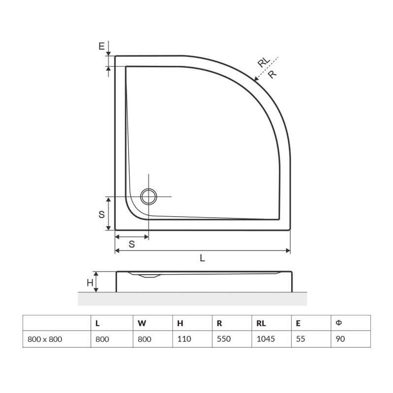 Brodzik Półokrągły Sense Biały Wysoki BREX.SEN08WHC 80x80 Excellent Brodzik Półokrągły Sense Biały Wysoki BREX.SEN08WHC 80x80 Excellent