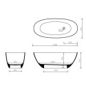 Wanna Wolnostojąca Owalna Wika 160x70,5 Biały Połysk Marmorin Wanna Wolnostojąca Owalna Wika 160x70,5 Biały Połysk Marmorin