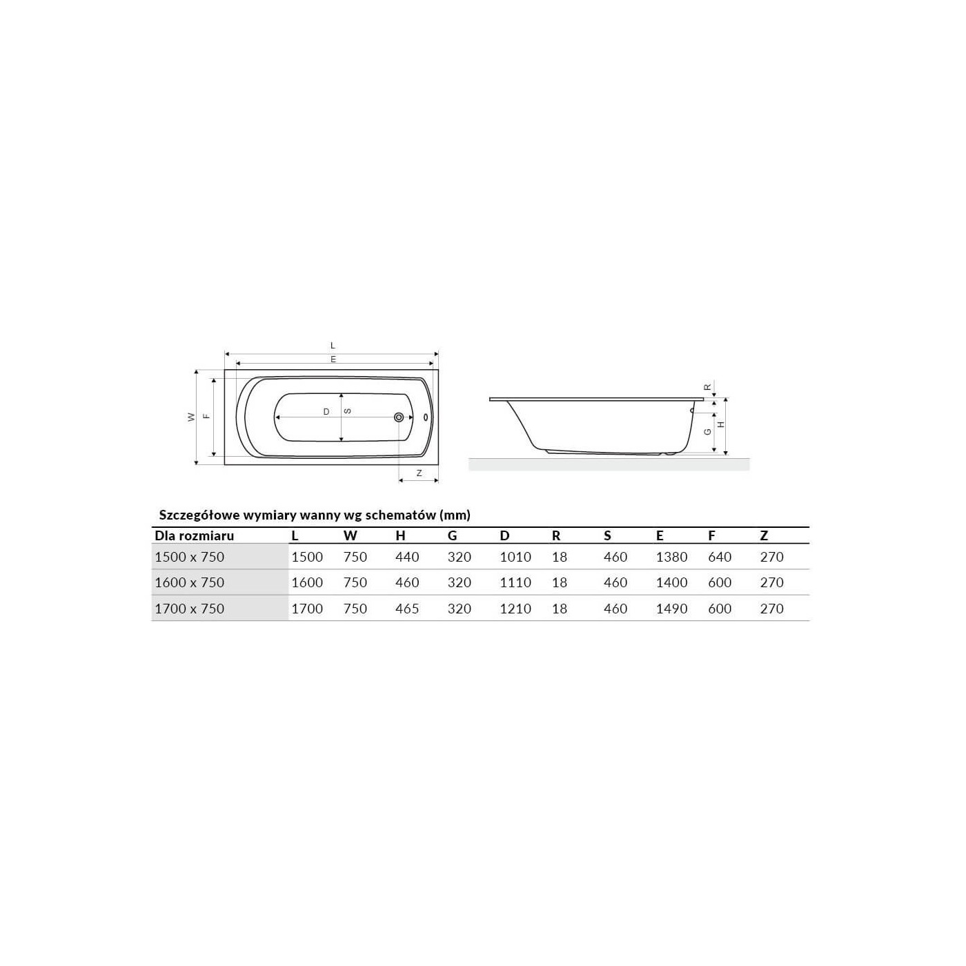 Wanna Do Zabudowy Lamia Slim WAEX.LAM16WHS 160x75 Excellent Wanna Do Zabudowy Lamia Slim WAEX.LAM16WHS 160x75 Excellent