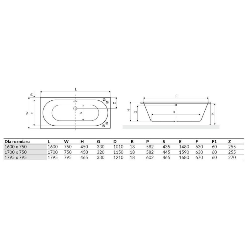 Wanna Do Zabudowy Oceana Slim WAEX.OCE17WHS 170x75 Excellent Wanna Do Zabudowy Oceana Slim WAEX.OCE17WHS 170x75 Excellent