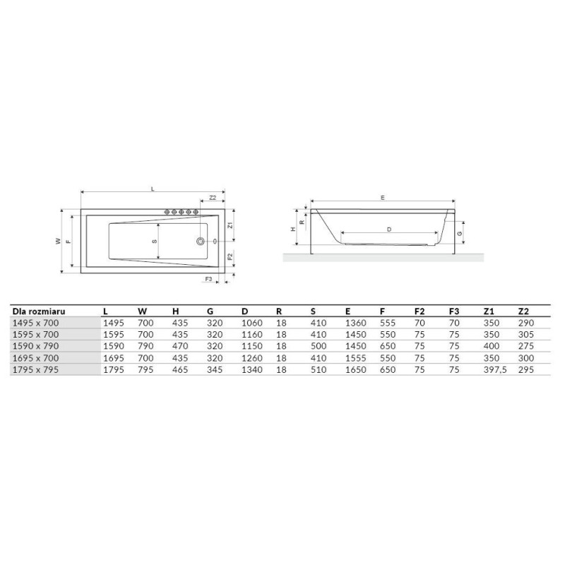 Wanna Do Zabudowy Wave Slim WAEX.WAV16WHS 159,5x70 Excellent Wanna Do Zabudowy Wave Slim WAEX.WAV16WHS 159,5x70 Excellent