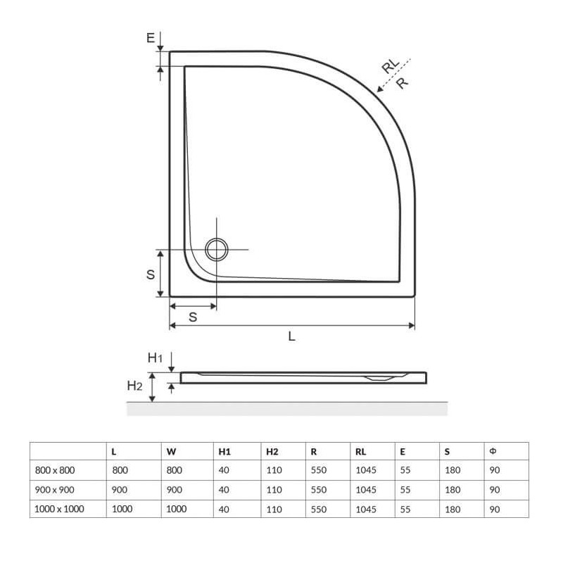 Brodzik Półokrągły Sense Niski BREX.SEN08WHN 80x80 Excellent Brodzik Półokrągły Sense Niski BREX.SEN08WHN 80x80 Excellent