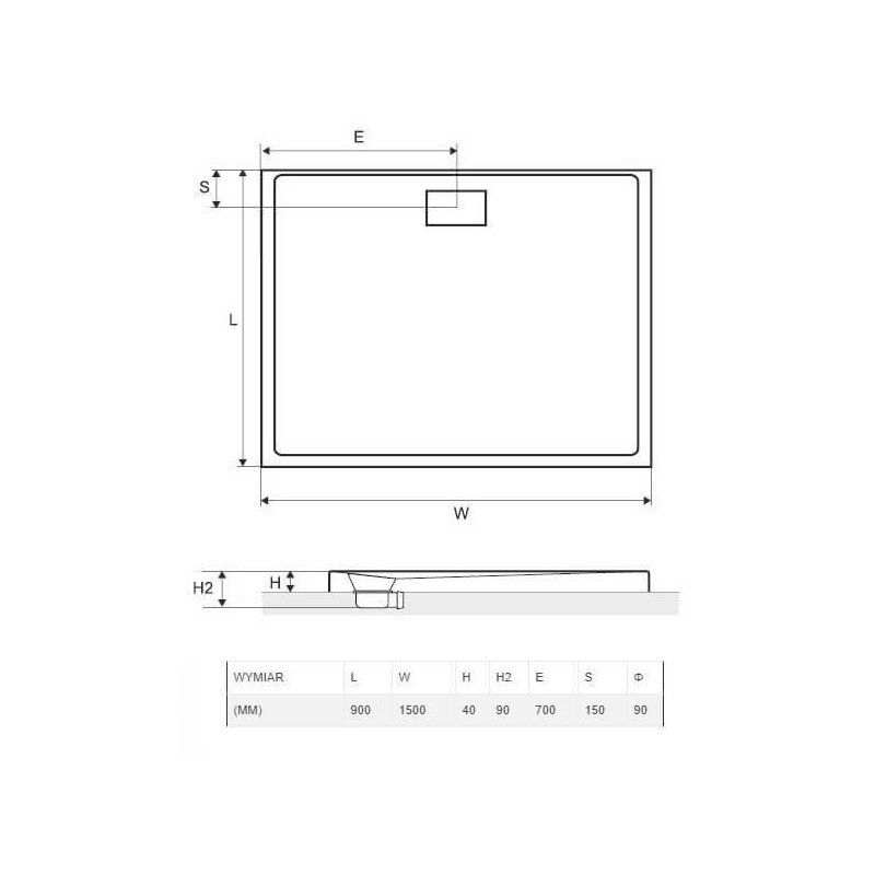 Brodzik Prostokątny Zero Niski BREX.1203.150.090.WHN 150x90 Excellent Brodzik Prostokątny Zero Niski BREX.1203.150.090.WHN 150x90 Excellent