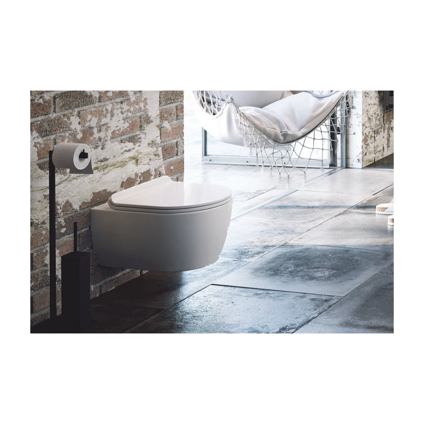 Stojak Na Papier Ze Szczotką WC Riko Czarny DOEX.1650BL Excellent Stojak Na Papier Ze Szczotką WC Riko Czarny DOEX.1650BL Excellent