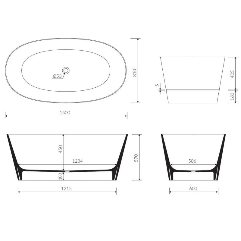 Wanna Wolnostojąca Z Czarnym Panelem Duo II 150x80 Marmorin Wanna Wolnostojąca Z Czarnym Panelem Duo II 150x80 Marmorin