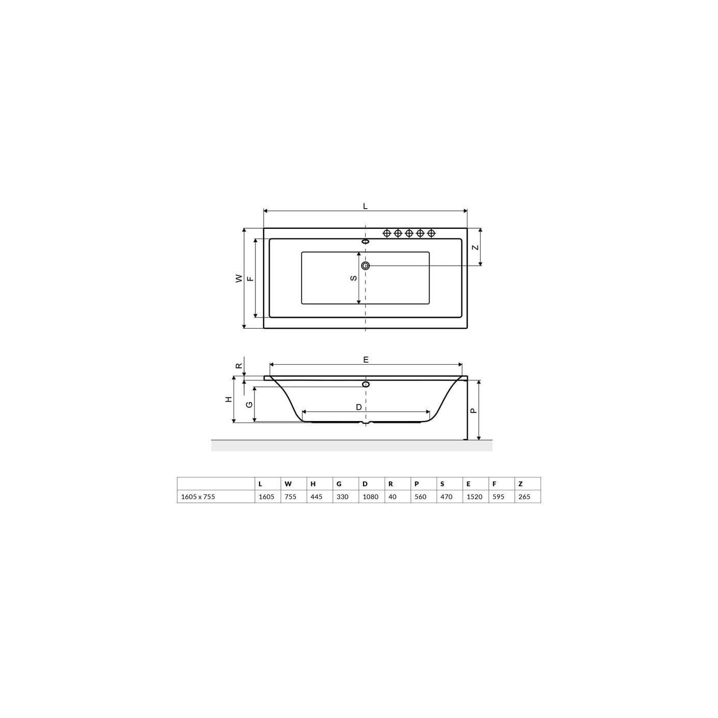 Wanna Do Zabudowy Pryzmat 160x75 WAEX.PRY16WH Excellent Wanna Do Zabudowy Pryzmat 160x75 WAEX.PRY16WH Excellent