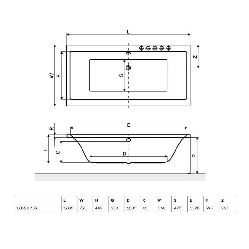 Wanna Do Zabudowy Pryzmat 160x75 WAEX.PRY16WH Excellent Wanna Do Zabudowy Pryzmat 160x75 WAEX.PRY16WH Excellent