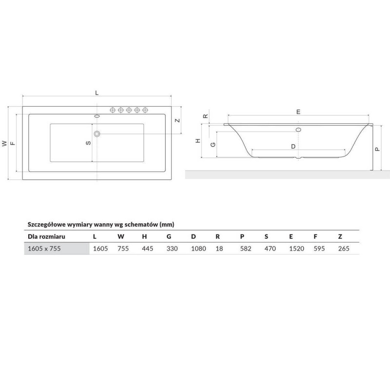Wanna Do Zabudowy Pryzmat Slim 160X75 WAEX.PRY16WHS Excellent Wanna Do Zabudowy Pryzmat Slim 160X75 WAEX.PRY16WHS Excellent