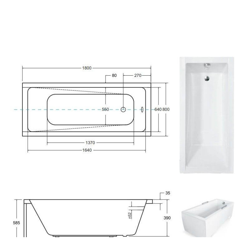 Wanna Modern 180x80 Z Nogami Besco Wanna Modern 180x80 Z Nogami Besco