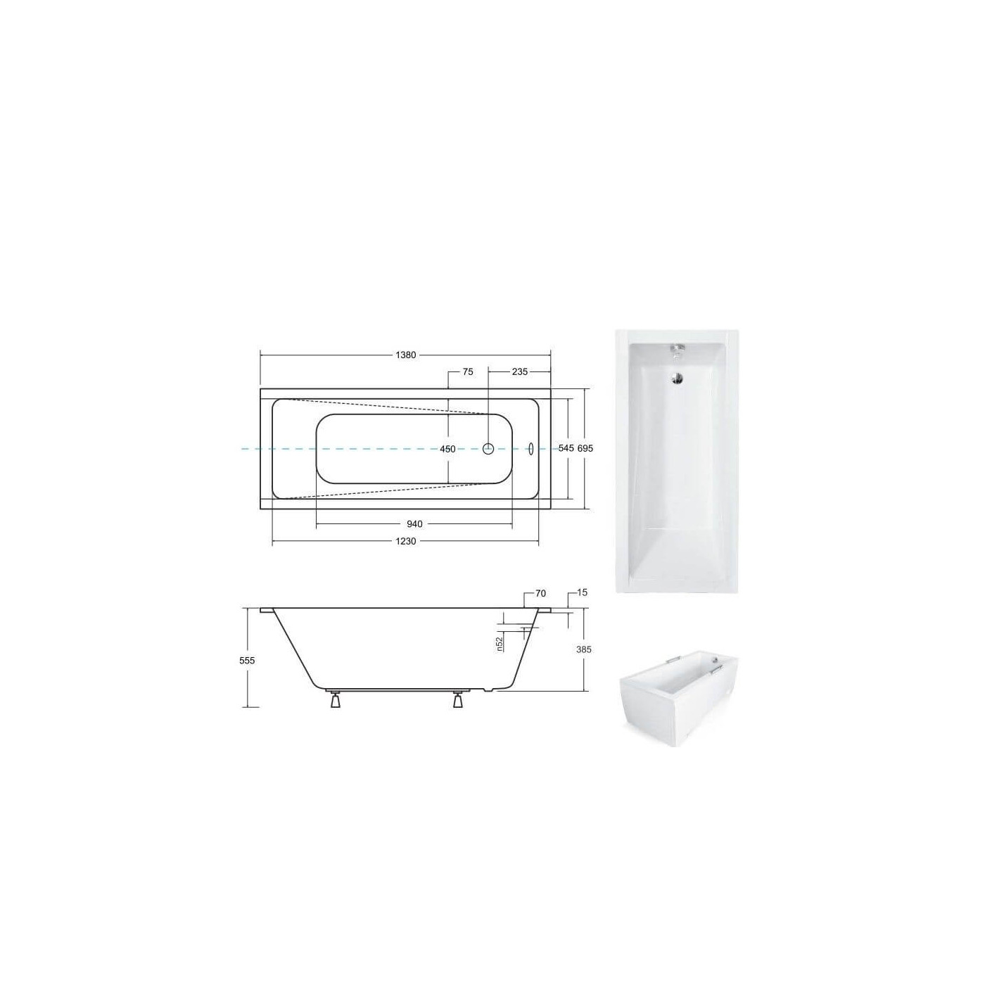 Wanna Modern Slim 140x70 Z Nogami Besco Wanna Modern Slim 140x70 Z Nogami Besco