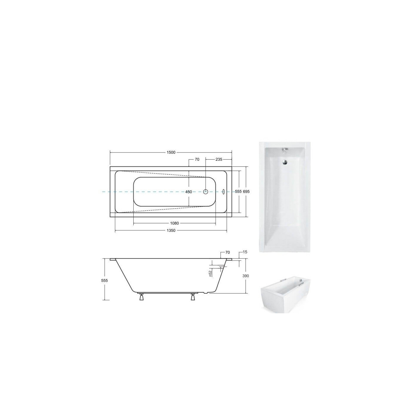 Wanna Modern Slim 150x70 Z Nogami Besco Wanna Modern Slim 150x70 Z Nogami Besco