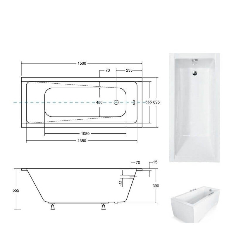 Wanna Modern Slim 150x70 Z Nogami Besco Wanna Modern Slim 150x70 Z Nogami Besco