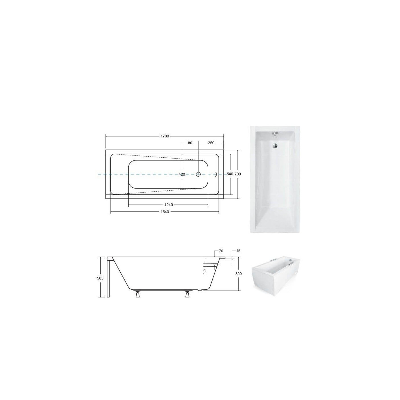 Wanna Modern Slim 170x70 Z Nogami Besco Wanna Modern Slim 170x70 Z Nogami Besco