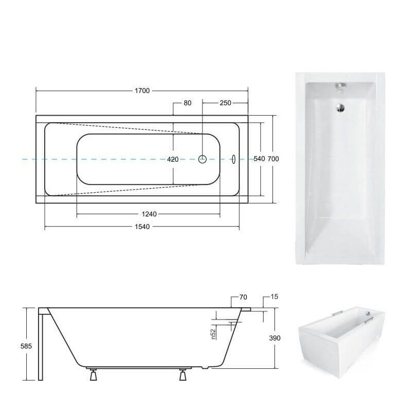 Wanna Modern Slim 170x70 Z Nogami Besco Wanna Modern Slim 170x70 Z Nogami Besco