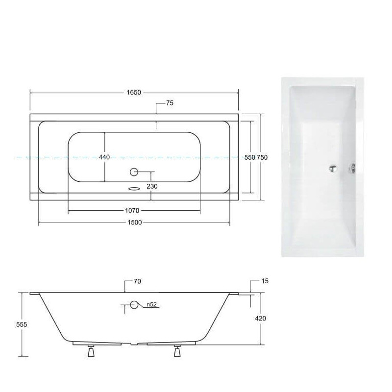 Wanna Quadro Slim 165x75 + ST Besco Wanna Quadro Slim 165x75 + ST Besco
