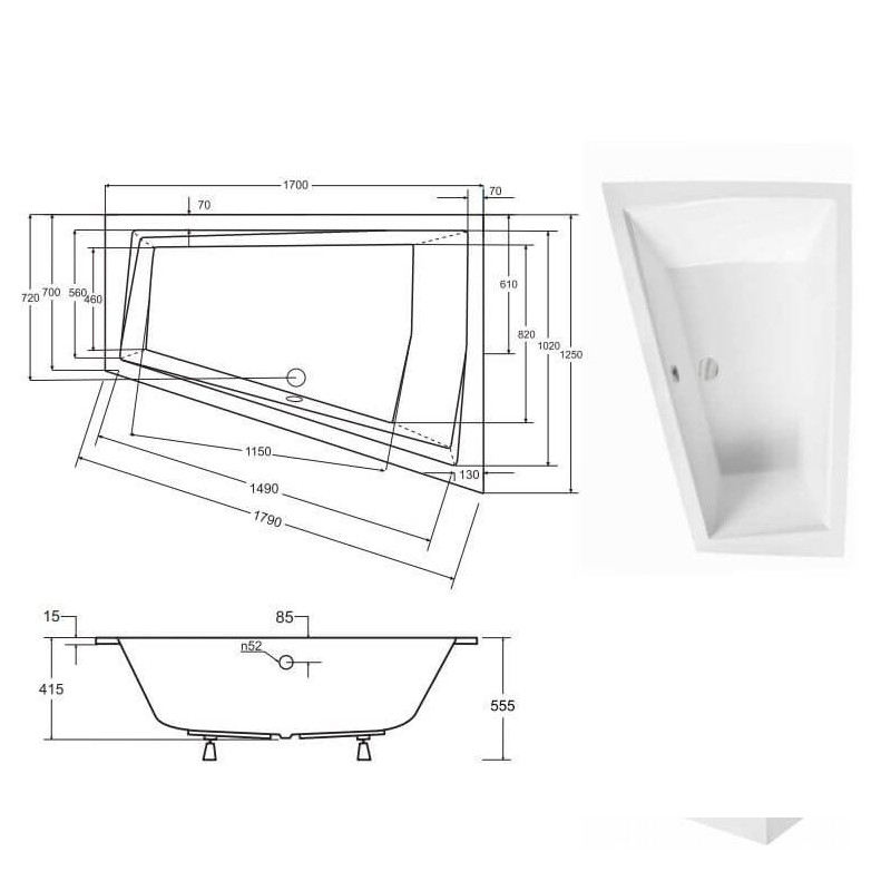 Wanna Intima Duo Slim 170x125 Lewa Besco Wanna Intima Duo Slim 170x125 Lewa Besco