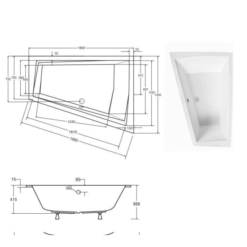 Wanna Intima Duo Slim 180x125 Lewa Besco Wanna Intima Duo Slim 180x125 Lewa Besco