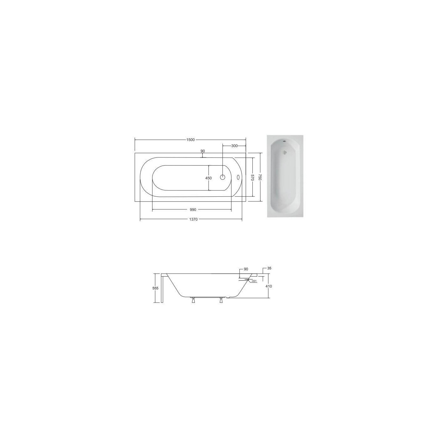 Wanna Intrica 150x75 Z Nogami Besco Wanna Intrica 150x75 Z Nogami Besco