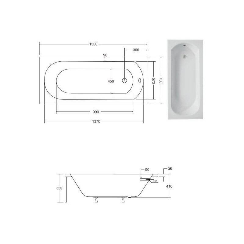 Wanna Intrica 150x75 Z Nogami Besco Wanna Intrica 150x75 Z Nogami Besco