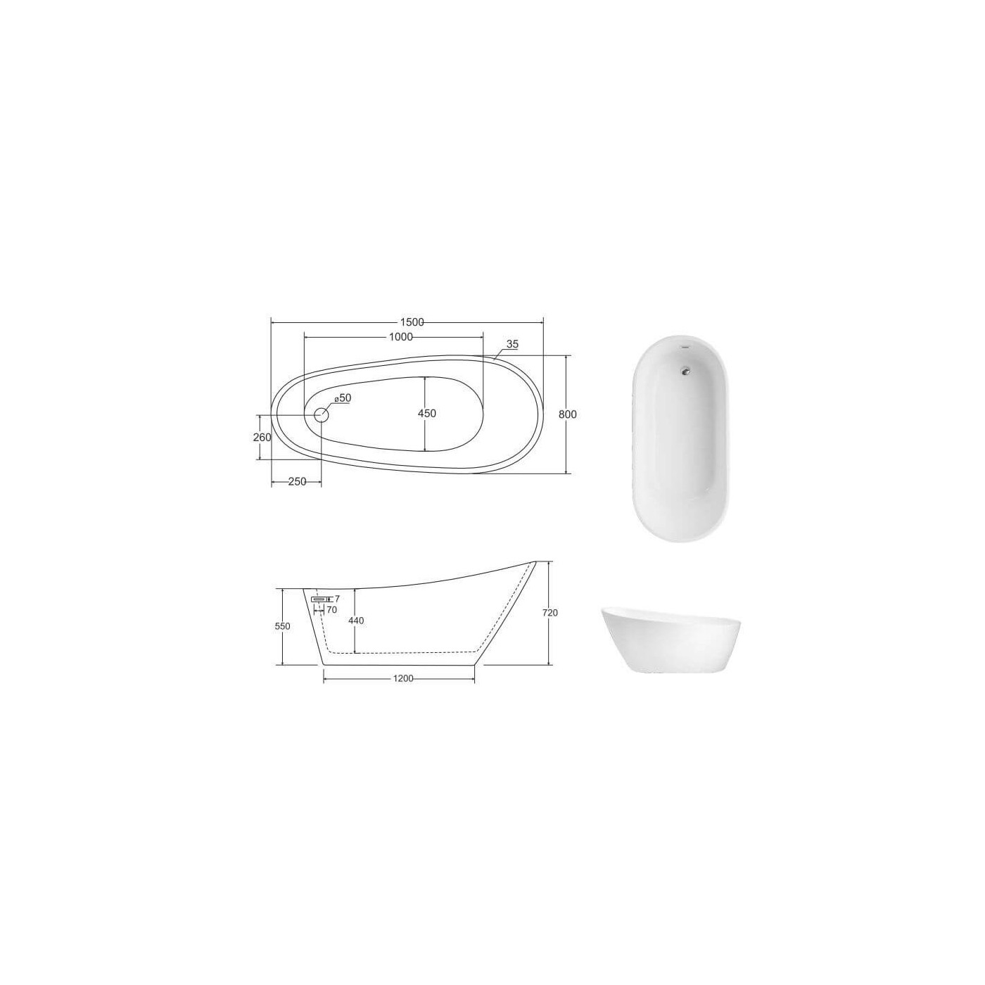 Wanna Wolnostojąca Melody 150 Biała 150x80 Besco Wanna Wolnostojąca Melody 150 Biała 150x80 Besco