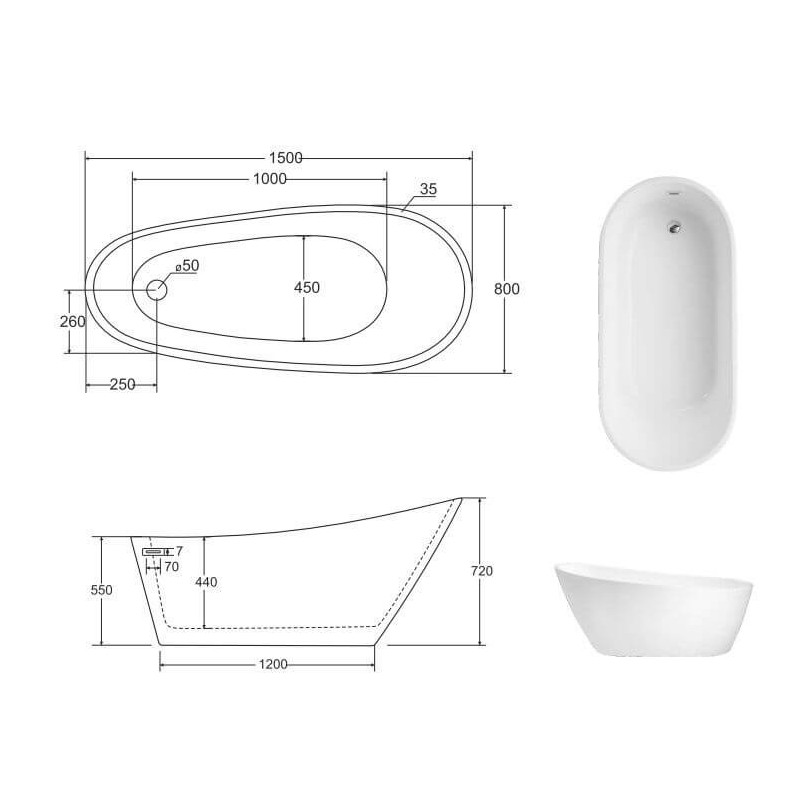 Wanna Wolnostojąca Melody 150 Biała 150x80 Besco Wanna Wolnostojąca Melody 150 Biała 150x80 Besco
