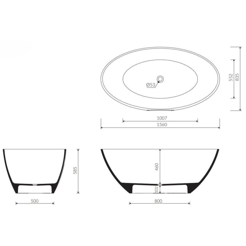 Wanna wolnostojąca Selia 156x83,5x58,5 cm Marmorin Wanna wolnostojąca Selia 156x83,5x58,5 cm Marmorin