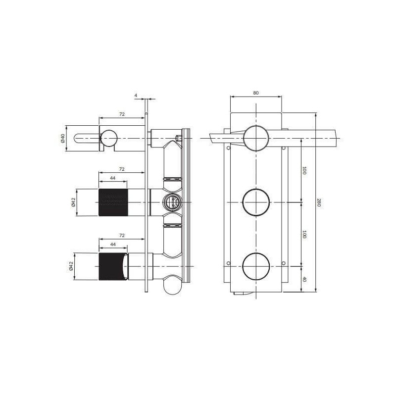 Bateria Prysznicowo-Wannowa Podtynkowa Contour Złoty Szczotkowany CT8035/1GLB Omnires Bateria Prysznicowo-Wannowa Podtynkowa Contour Złoty Szczotkowany CT8035/1GLB Omnires