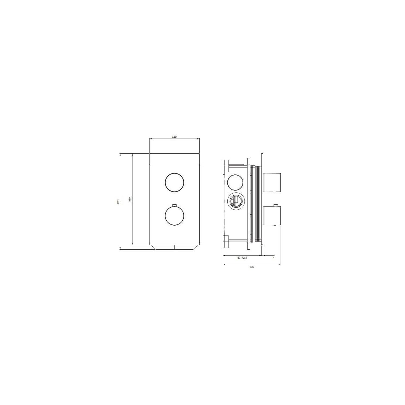 Termostatyczna Bateria Prysznicowo-Wannowa Podtynkowa Contour Antracyt CT8036AT Omnires Termostatyczna Bateria Prysznicowo-Wannowa Podtynkowa Contour Antracyt CT8036AT Omnires