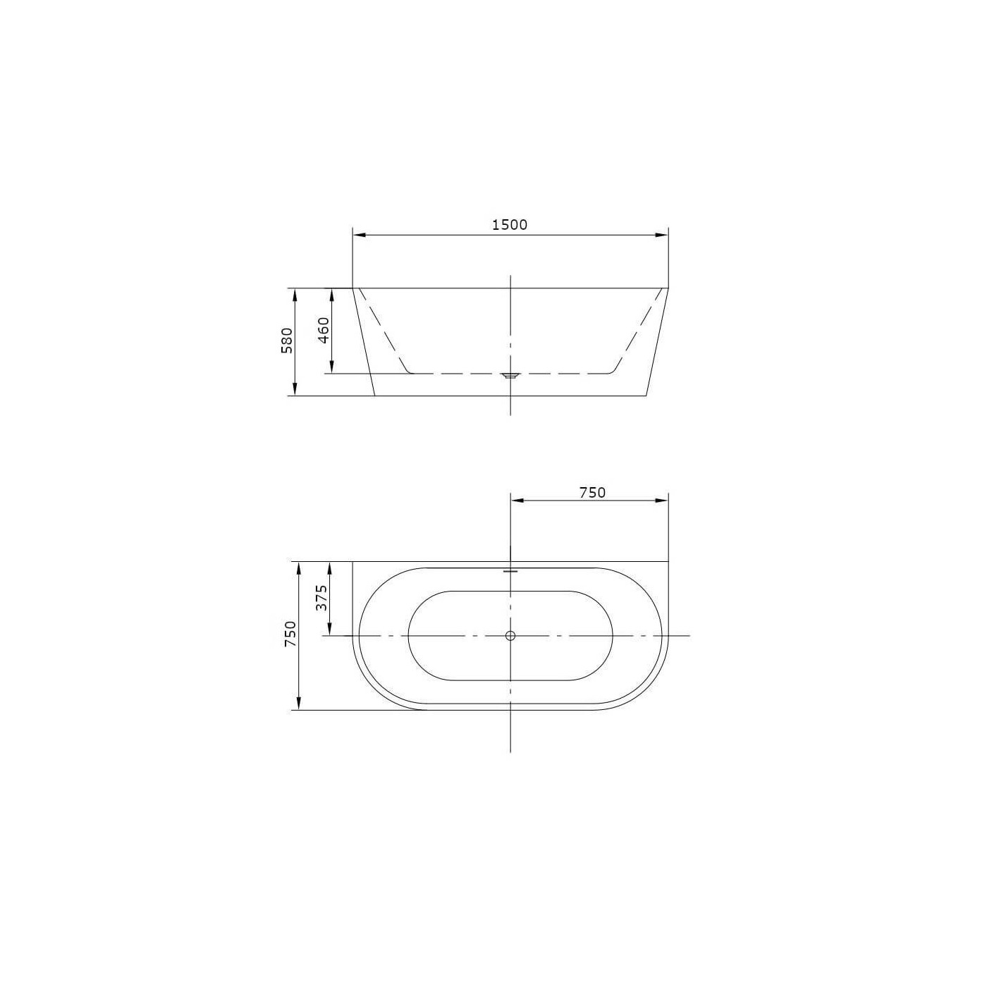 Wanna Wolnostojąca Przyścienna Emilia S 150x75 Emporia Wanna Wolnostojąca Przyścienna Emilia S 150x75 Emporia