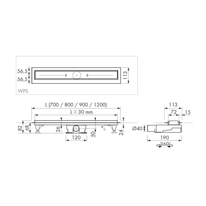 Odpływ liniowy Flow L 800mm FLOW-800UNI Emporia Odpływ liniowy Flow L 800mm FLOW-800UNI Emporia