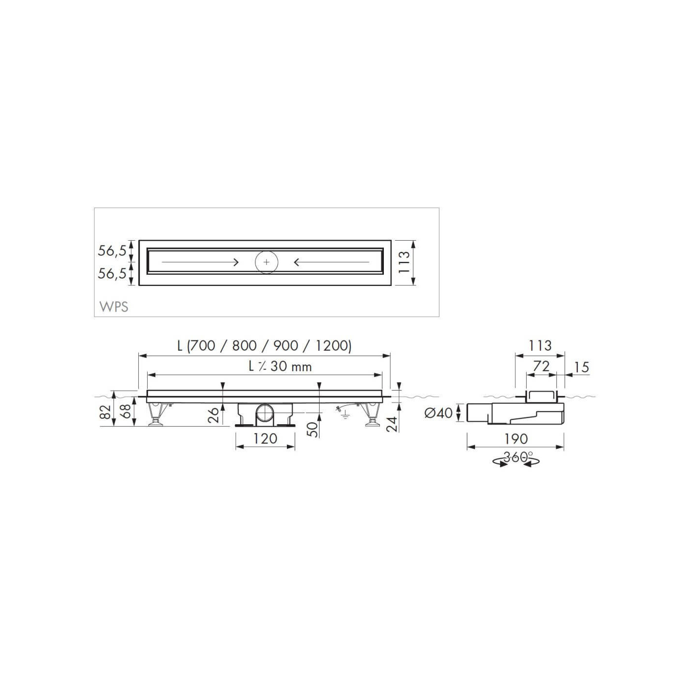 Odpływ liniowy Flow L 900mm FLOW-900UNI Emporia Odpływ liniowy Flow L 900mm FLOW-900UNI Emporia