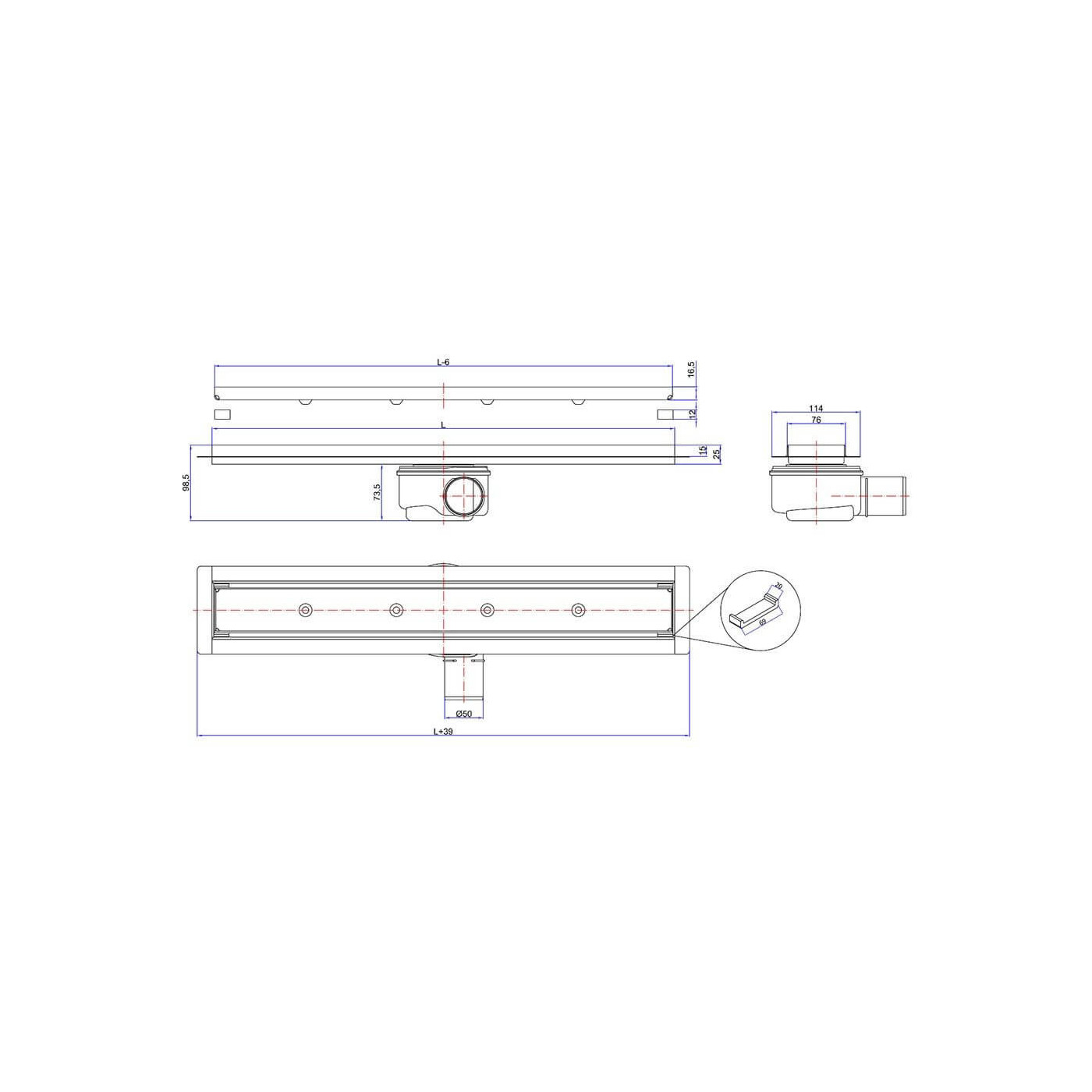 Odpływ Liniowy+Mankiet+Nóżki ECO-DRAIN L 700mm 70 Emporia Odpływ Liniowy+Mankiet+Nóżki ECO-DRAIN L 700mm 70 Emporia
