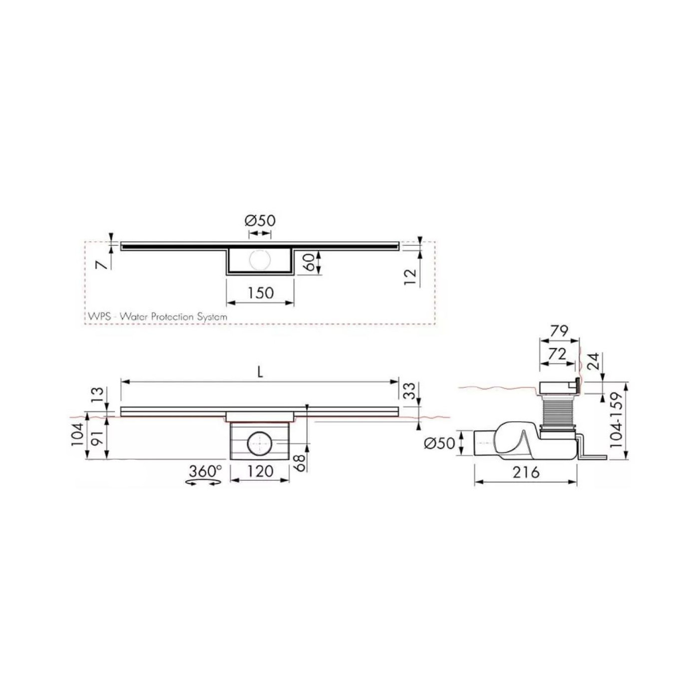 Odpływ Liniowy Waterstop L 800mm 80 Easy Drain Odpływ Liniowy Waterstop L 800mm 80 Easy Drain