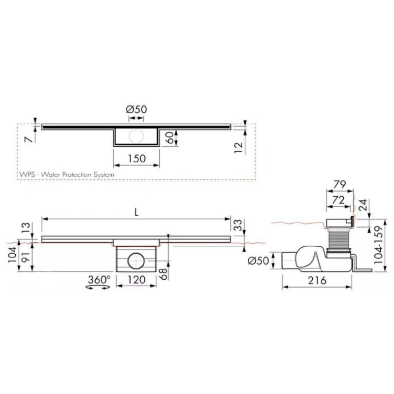 Odpływ Liniowy Waterstop L 800mm 80 Easy Drain Odpływ Liniowy Waterstop L 800mm 80 Easy Drain